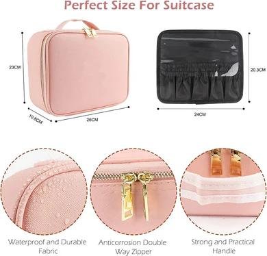 Portable Travel Makeup Cosmetic Organizer Bag with LED Mirror - Image 6