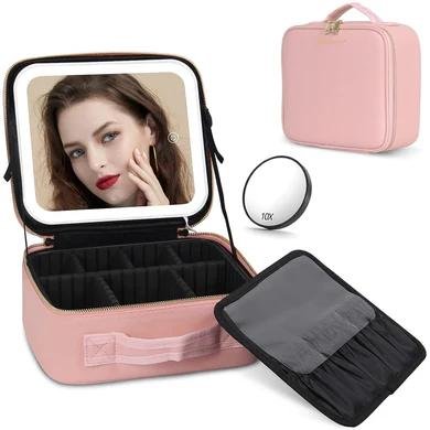 Portable Travel Makeup Cosmetic Organizer Bag with LED Mirror - Image 13
