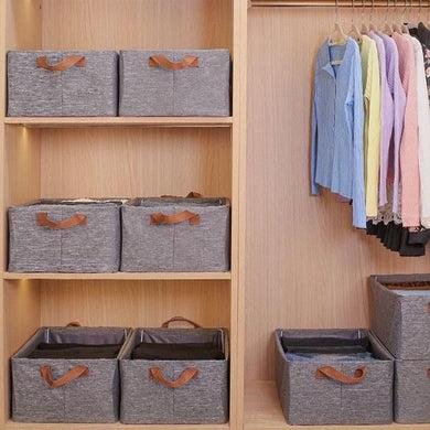 Large Storage Baskets for Shelves, Metal Frame Cloth Wardrobe Storage Organizer - Image 7