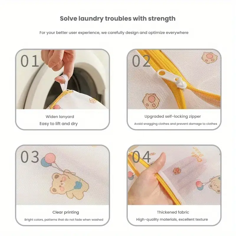 6 Pcs Mesh Laundry Bags Set - Zippered Clothes Washing Bags, Multiple Sizes - Image 3