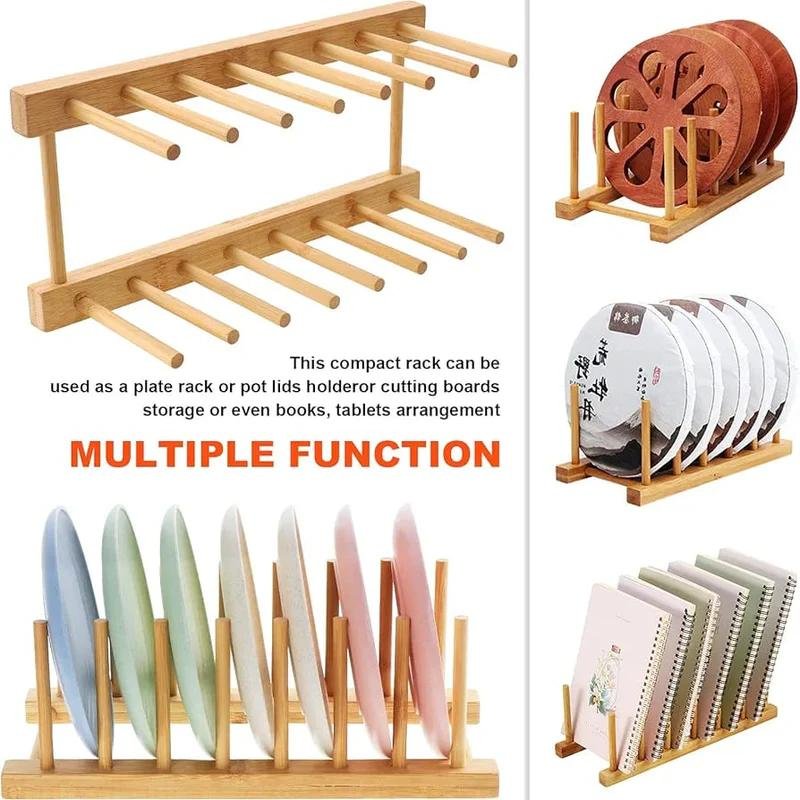 Wooden Dish Holder, Countertop Plate Organizer Rack Stand, Cup Holder Dish Drying Rack - Image 4
