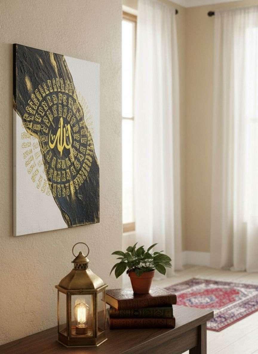 Asmaul husna in arabic calligraphy | handmade painting | wall art | acrylic - Image 3