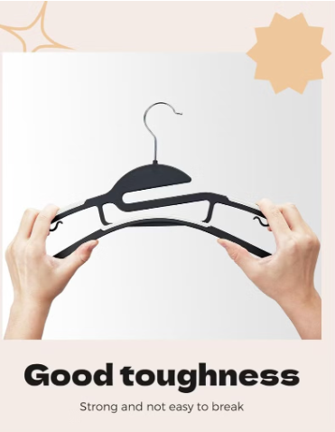 10 PCS Heavy Duty Plastic Hangers, Black Slim Clothes Hangers S-Shaped Hangers for Shirt, Suit, Pant, Skirt 42cm - Image 3
